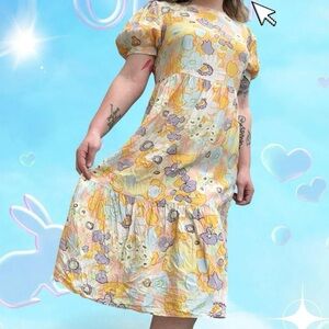 2021 loft outlet prairie cottagecore floral tiered babydoll midi dress, sz 6